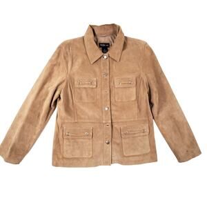 Style & Co. Collection Brown Tan 100% genuine Leather Jacket Coat Size XL